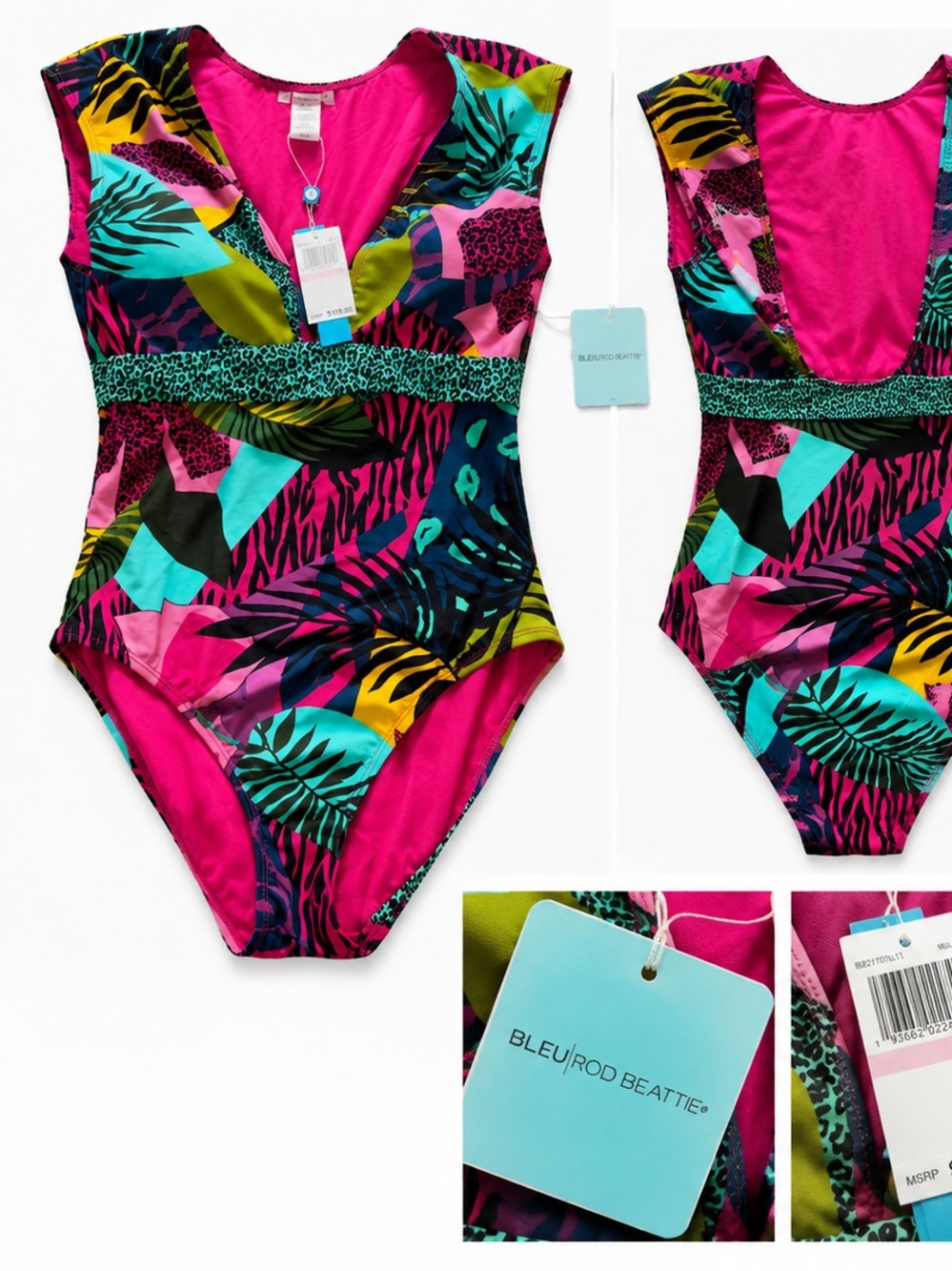 Bleu Rod Beattie NWT Tropical One Piece Swimsuit Size 10 MSRP $119